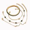 Stylish European & American Green Diamond Snake Bangles: 4-Piece Women's Elegant Metal Bracelet Set