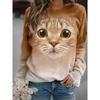 Kawaii Animal Cute Cat Floral 3D Print Sweatshirts Women Streetwear Oversized Pullovers Tops Woman Clothing