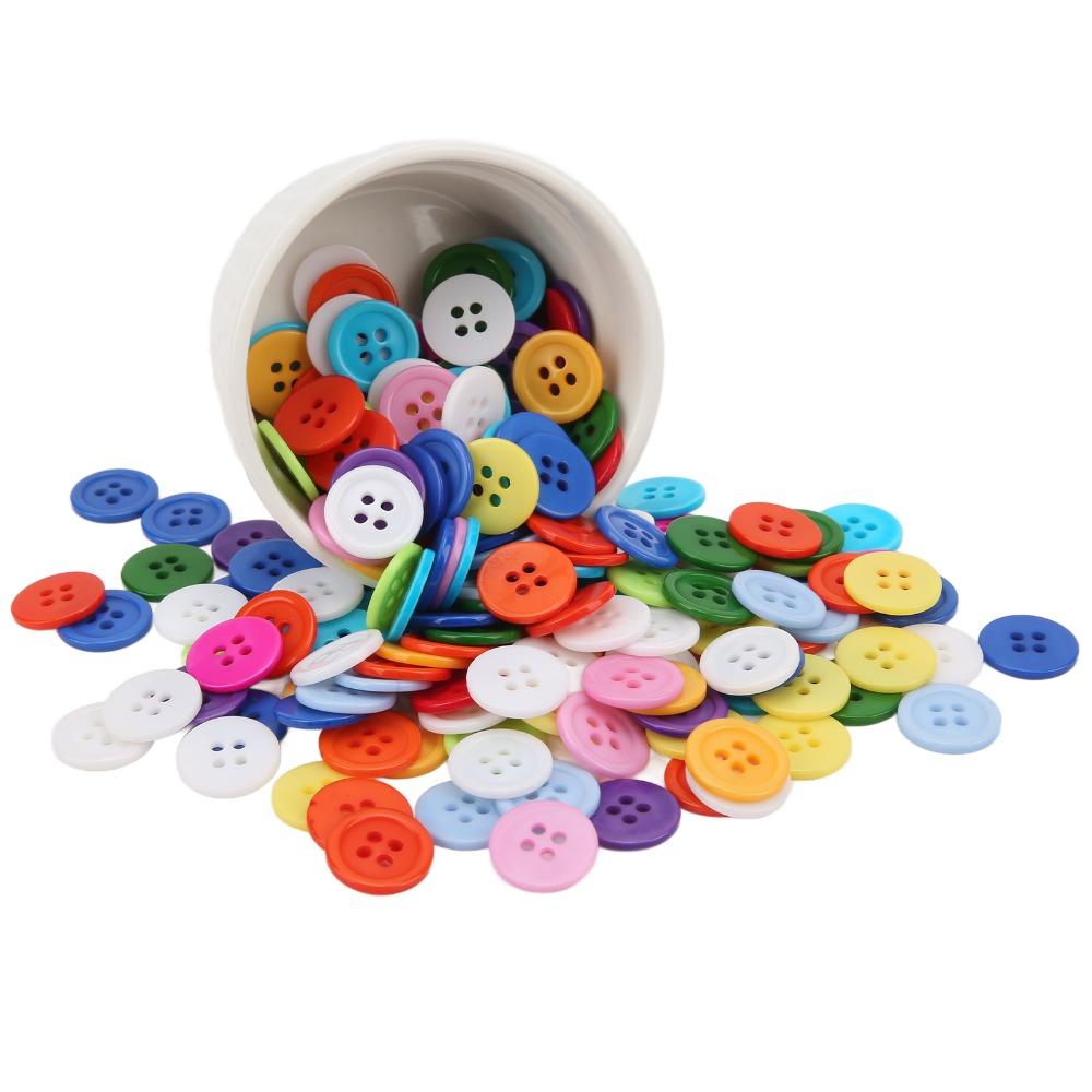 200pcs 15mm Round Resin Buttons Mixed Color Craft Buttons Random Plastic Buttons  DIY Projects