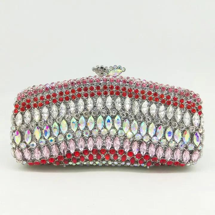 Boutique De FGG Marineblauw Kristallen Clutch Portemonnees Dames Avond Handtassen Bruids Strass Minaudière Tassen Bruiloft Feest Tas
