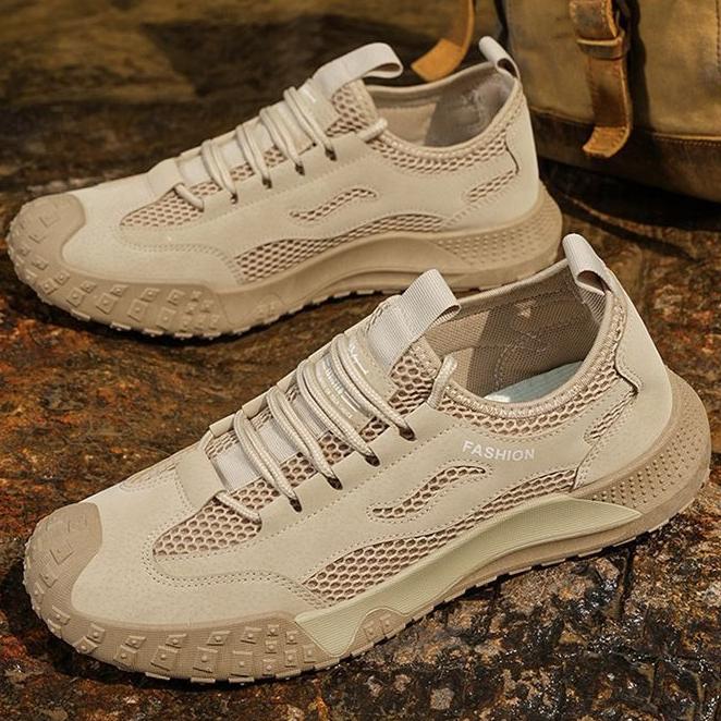 Men's Breathable Versatile Casual Mesh Shoes with Soft Sole and Hollow Round Toe for Outdoor Sports and Casual Wear