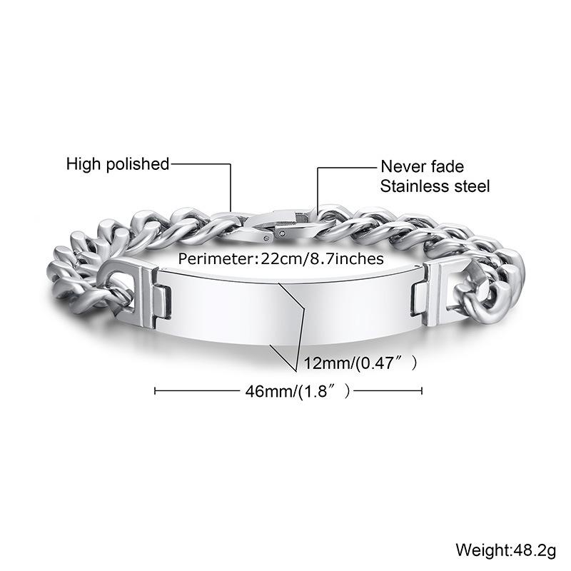 Personalized Bracelet Customizable Non Allergy Stainless Steel Bracelet for Men Women Free Engrave Name/letter/logo Custom Gifts