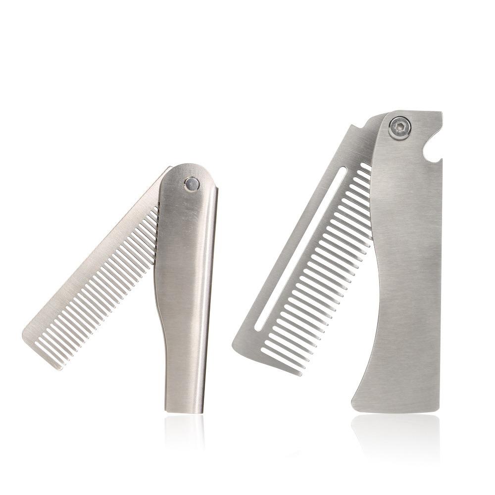 Beard Comb Folding Pocket Beard Combs Hairdressing Hair Styling Comb Portable Steel Combs  Salon