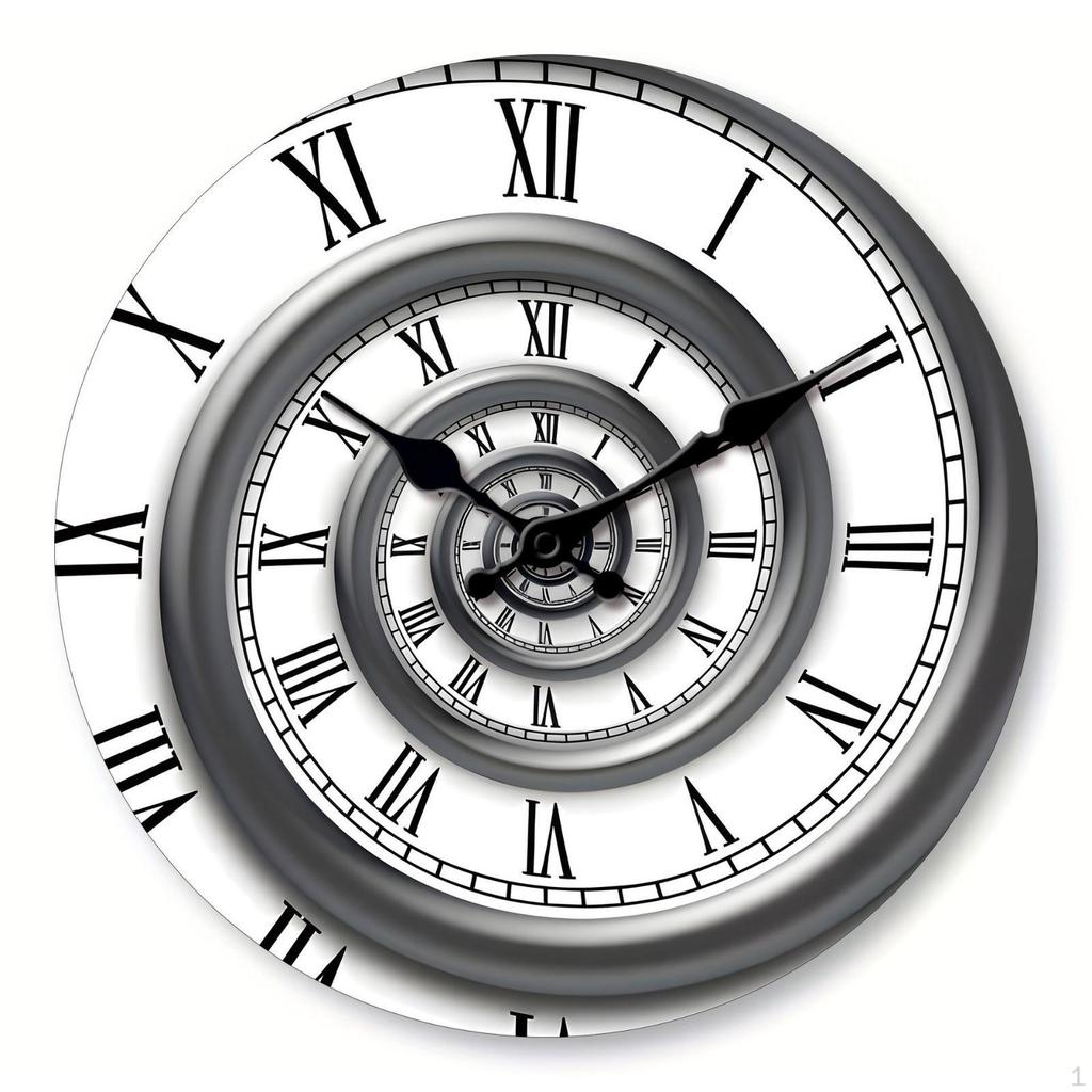 Wood Grain Wall Clock Decorative Vintage Powered Home Decor Floral
