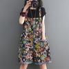 Large Size Summer Dress Printed Denim Overalls Five-point Pants High Waist Thin Loose Thin Wide-leg Shorts Women