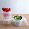 Refrigerator Fresh-keeping Box Ginger Garlic Onion Storage Box Household Portable Round Transparent Drain Double Layer Fresh-keeping Bowl Sealed Box