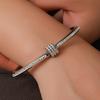 HtpweStainless Steel Small Waist Inlaid Zirconium Bracelet Women 18k Plated Couple Holiday Gift Bracelet Party Daily Zircon