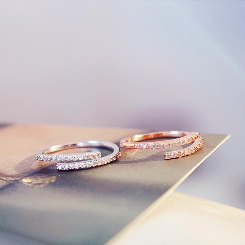 Super Flash Light Luxury Full Diamond Open Ring Female Tide Niche Design Cold Wind Index Finger Adjustable Ring