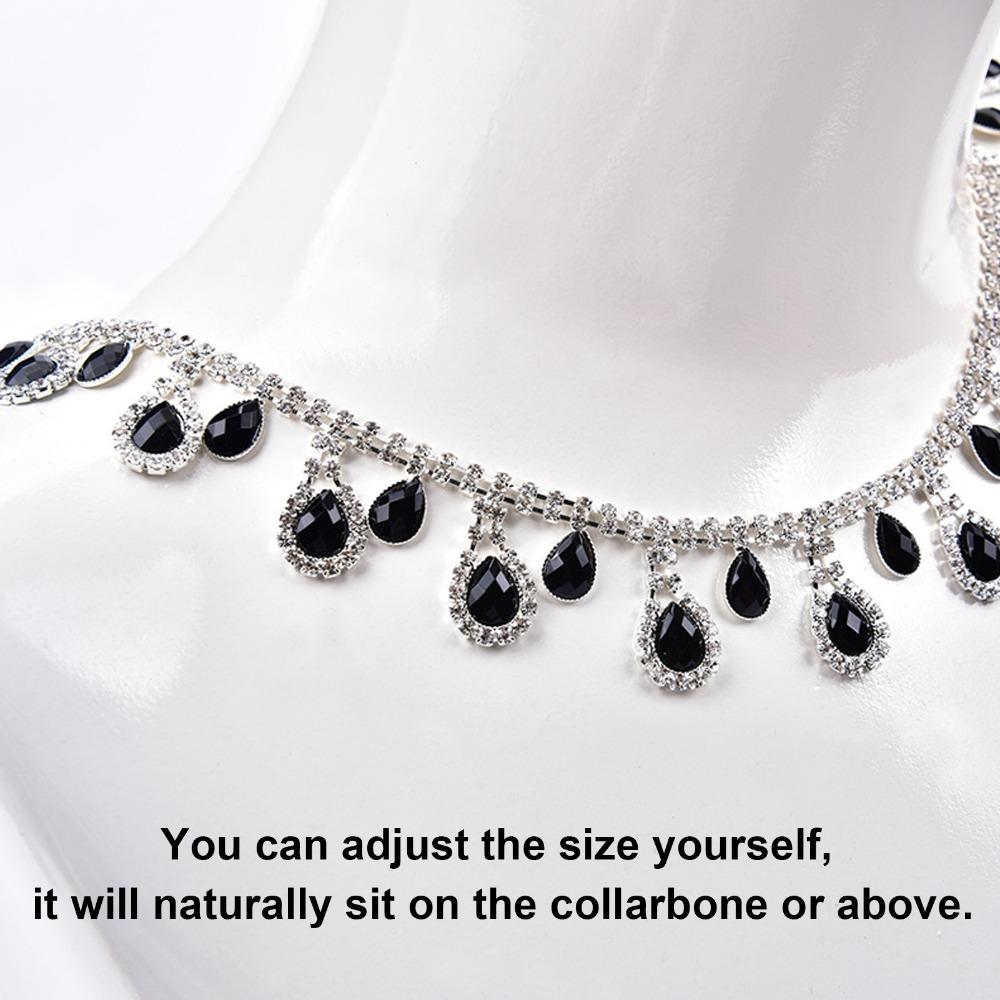 1pcs Glass Drop Beads Rhinestone Fringe Trim Black Color Beaded Fringe Ribbon Clothing Accessories