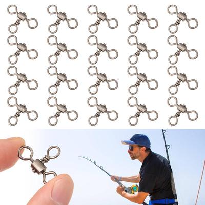 Srolling Bearing Barrel 3 Way Bearing Swivel T-shape Fishing Swivels Cross Line Fishhook Connector