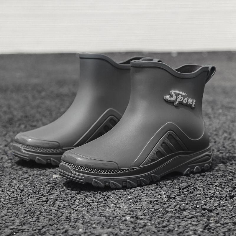 

Wear-resistant fashion short rain shoes men s non-slip waterproof shoes car wash construction site water boots fleece warm 44