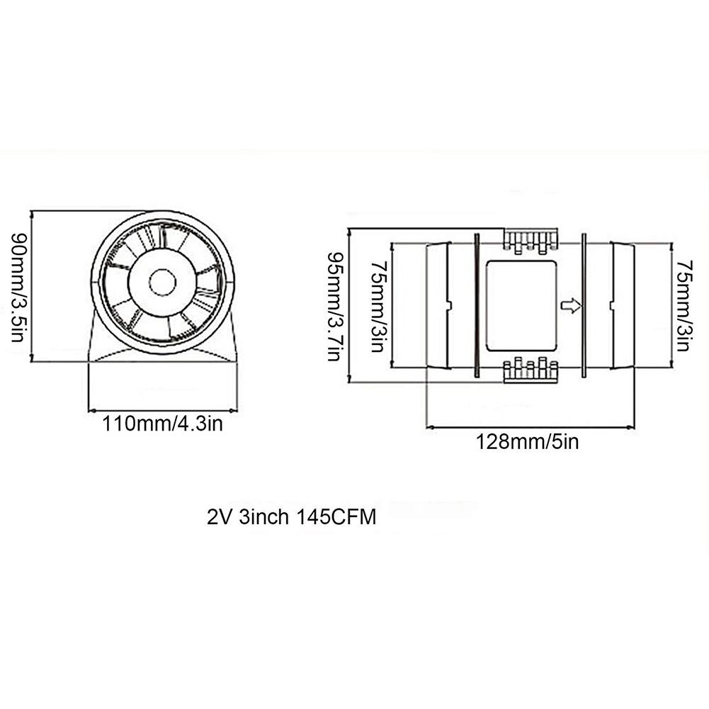Pipe Fan 12V 3Inch Supply Air Exhaust Air Pipe Fan Exhaust Air Fan For Boat
