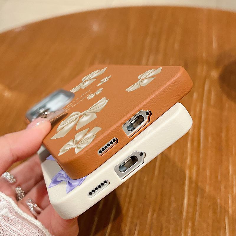 Bowknot Print TPU Soft Leather Texture Magnetic Case For Samsung S25 S24 FE S23 Ultra S22 S21 Wireless Charge Matte Shockproof Slim Phone Cover