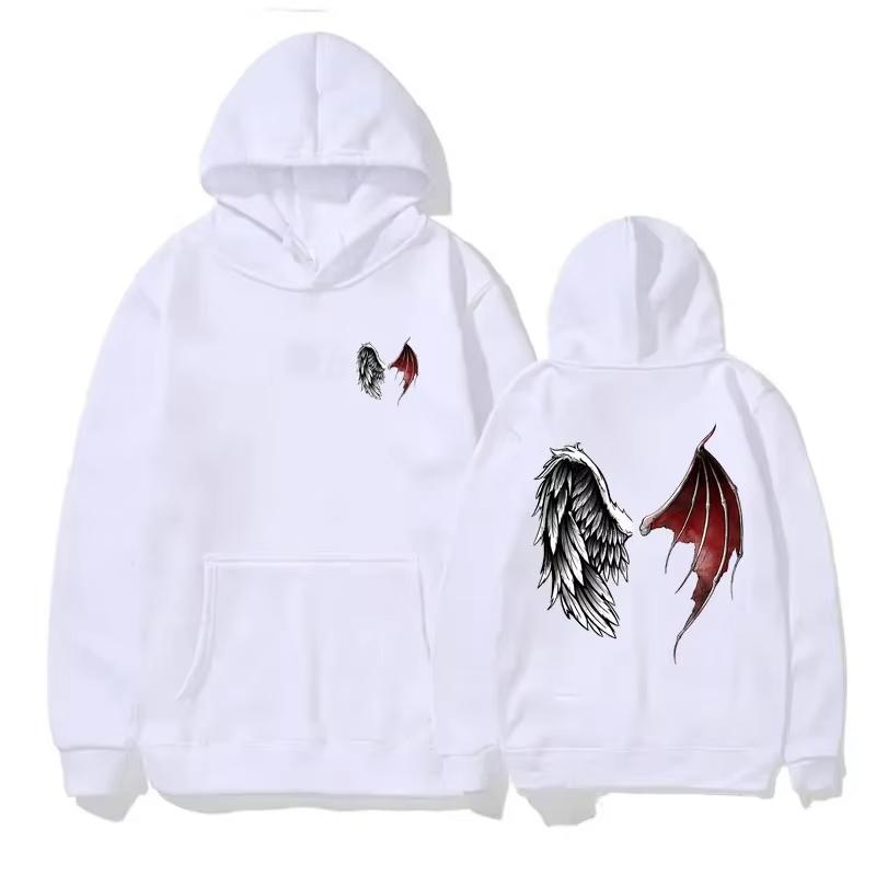 Amerikanischer Luziferflügel-Pullover-Hoodie mit Teufels- und Engelsflügeln, Himmel- und Höllenmotiv, Damen-Kapuzenpullover, Sport-Sweatshirt