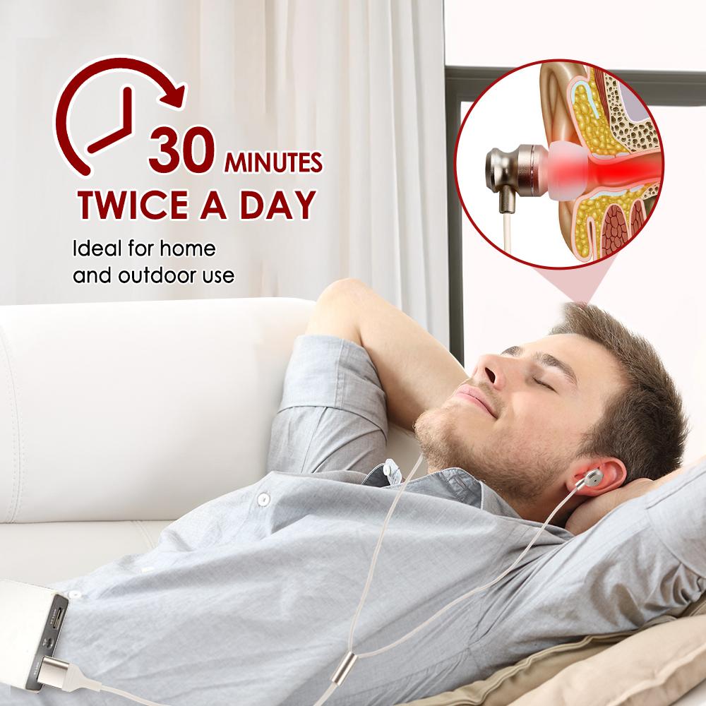 650nm Red Light Tinnitus Ear Laser Therapy Physiotherapy Treatment for Otitis Media Deafness LLLT Irradiation Earplug USB Type
