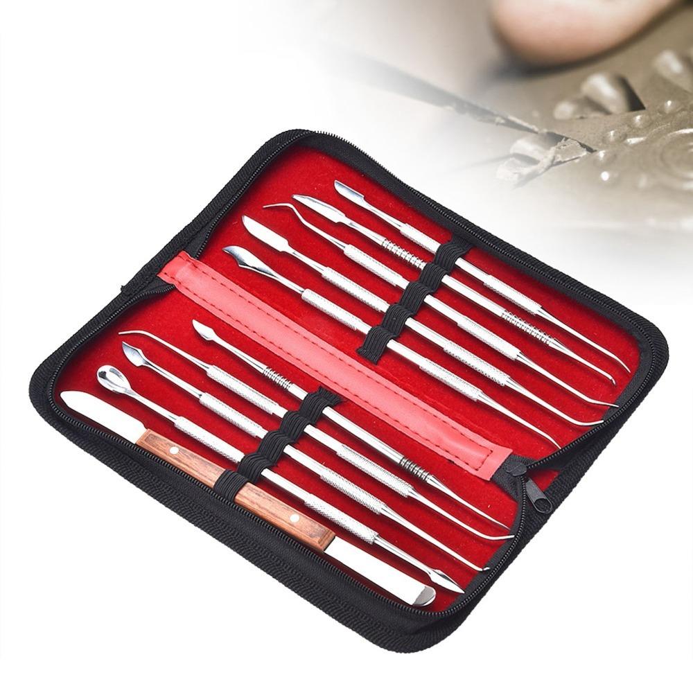 Stainless Steel Wax Carving Tool Set 10-Piece Set Portable Metal Sculpture Kit With Case Double Ended Clay Sculpting Tools