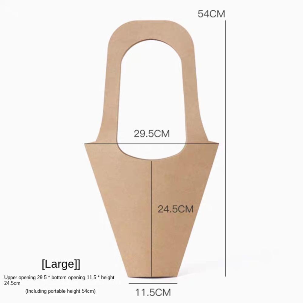 10Pcs with Handle Kraft Paper Tote Handheld Flower Basket Large Capacity Flower Paper Box Bouquet Tote Reusable Folding Gift Box