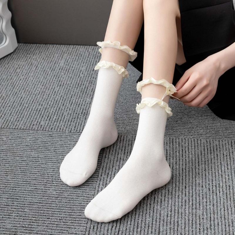 1 Pair Lace Ruffle Style Socks Cute Socks Girls Breathable Cotton Cute Lolitas Socks Sexy Womens Summer Short Thin Socks