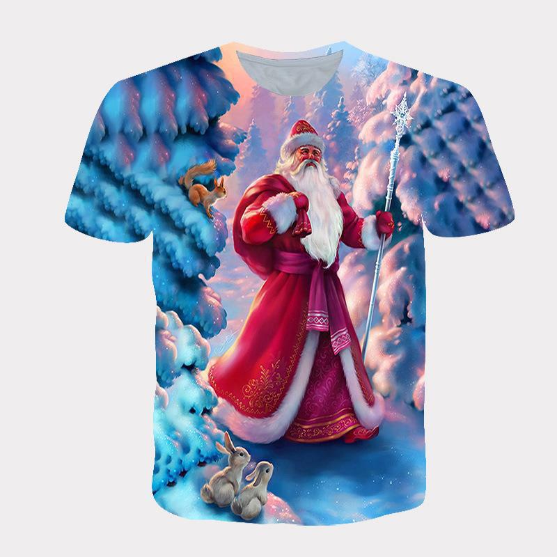 Kids T Shirts Couple Summer Christmas Tree 3D Digital Printing Casual Trendy Short Sleeve T-shirt