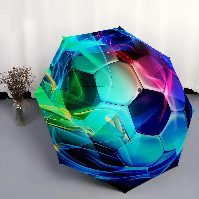 Soccer Ball Abstract Art themed Eight rib Automatic Folding Umbrella Is Suitable for Both Men and Women, Making It A Perfect Christmas and V