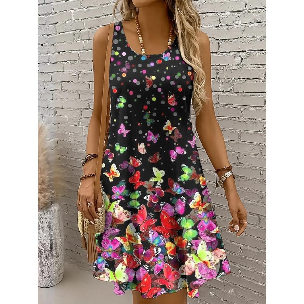 Women's Mini Dress Sundress A Line Dress Summer Dress Vacation Casual Daily Regular Fit Graphic Plain Sleeveless U Neck Summer
