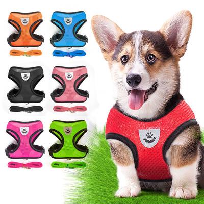 Soft and Comfortable Pet Collar Chihuahua Pug Dog Harness Nylon Mesh Puppy Vest Reflective Walking Lead Leather Leash Pet Supplies