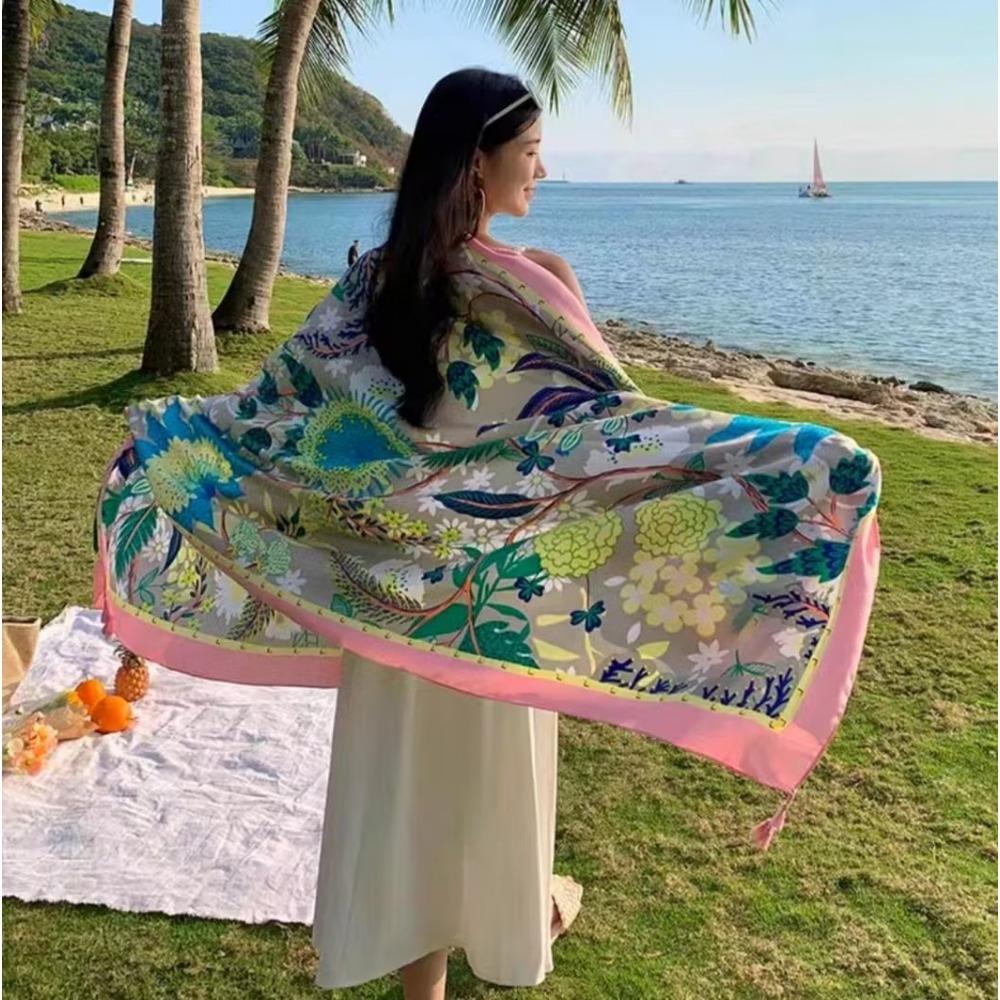 Chaka Salt Lake Great Northwest Tourism Ethnic Style Scarf Silk Scarf Women'S Summer Seaside Beach Shawl Sunscreen Thin