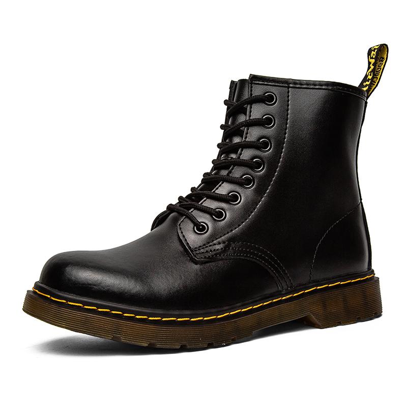 Men Ankle Boots Couple Thick Sole Designer Luxury Women Black Leather Short Boots Large Size Outdoor Work Boots Motorcycle Shoes