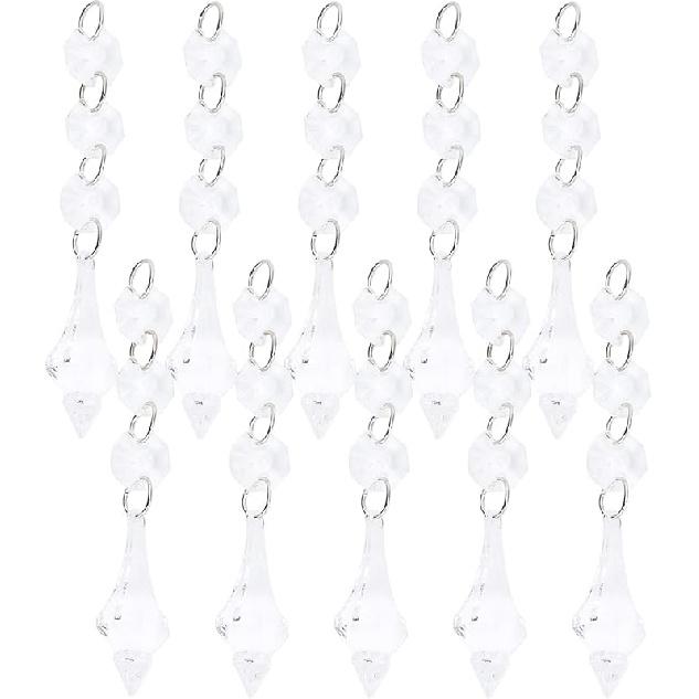 10Pcs Crystal Pendant, Chandelier Crystal Pendant Chandelier Crystal Prisms Beads Tapered Acrylic Material Irregular Beaded Ornament DIY Lamp
