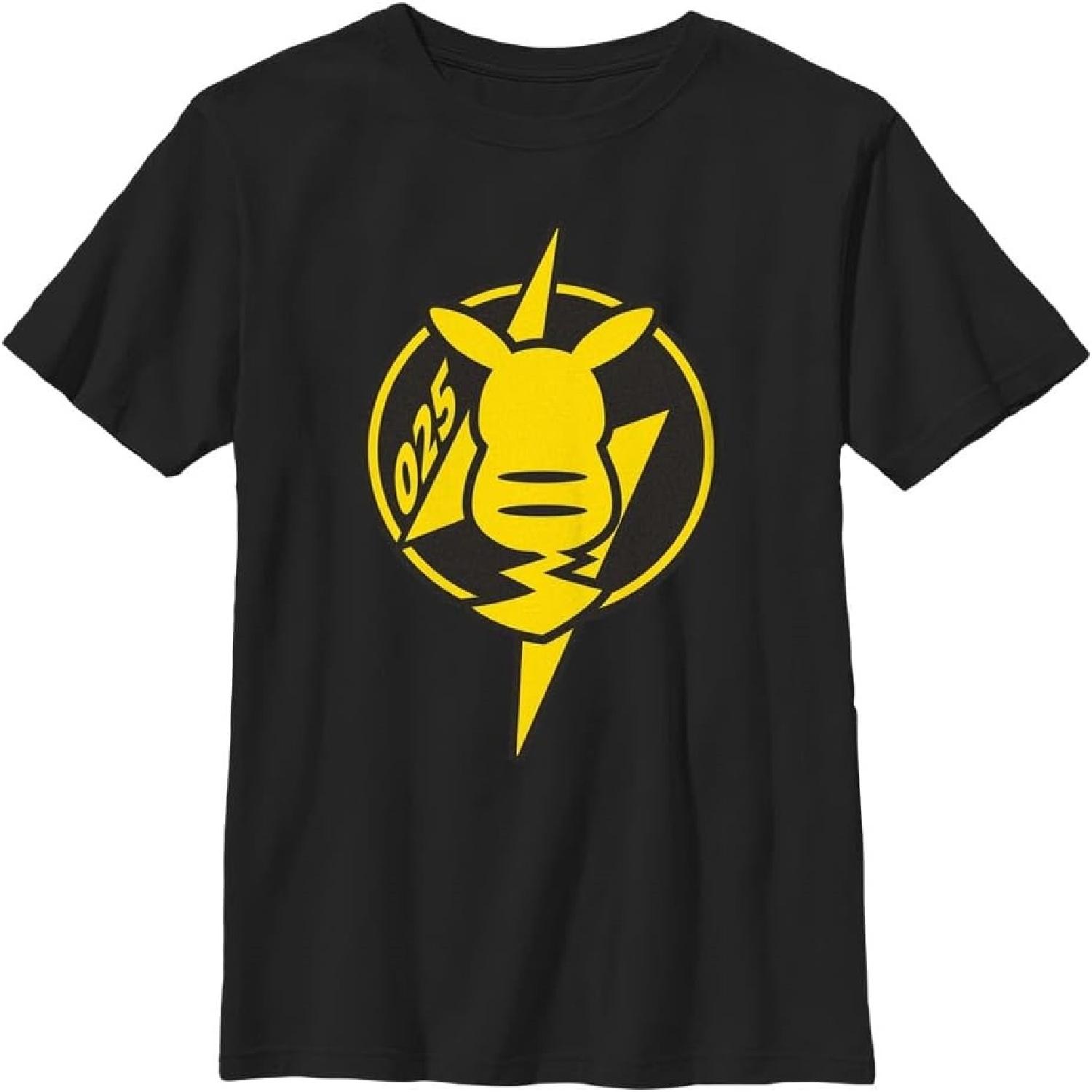 Pokemon Kids Pikachu 025 Badge Full Boys Short Sleeve Tee Shirt S