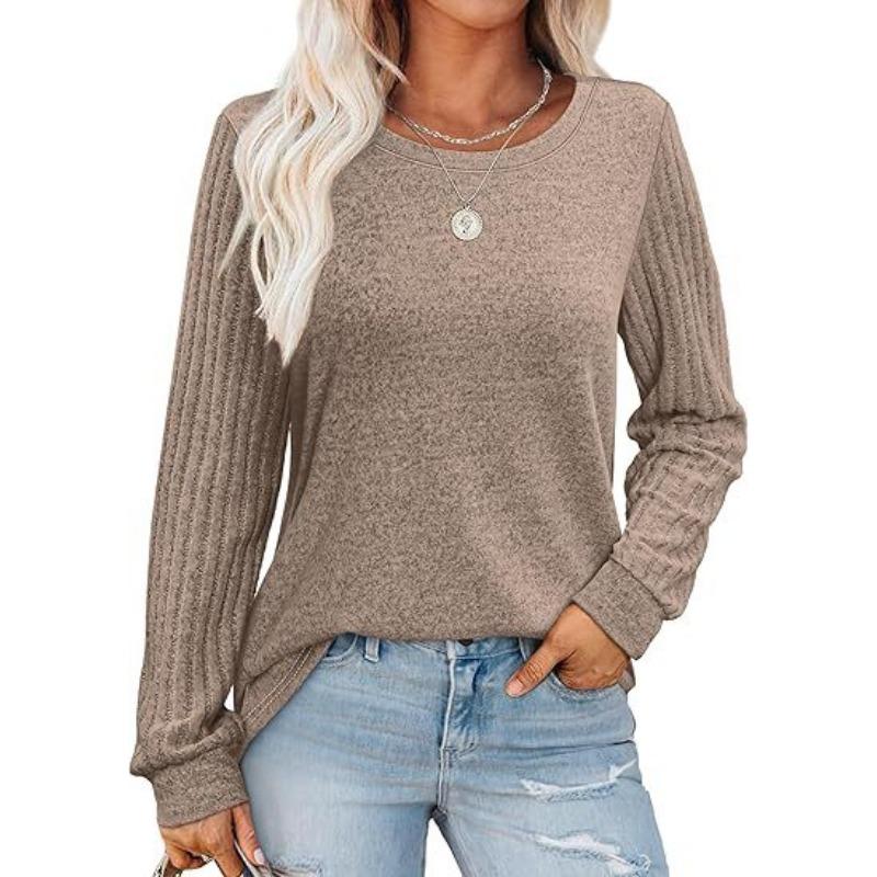Spring Autumn Women's Solid Color Pullover Long Sleeved Top Versatile Shirt Minimalist Women Pullovers & Long Sleeves Women’s