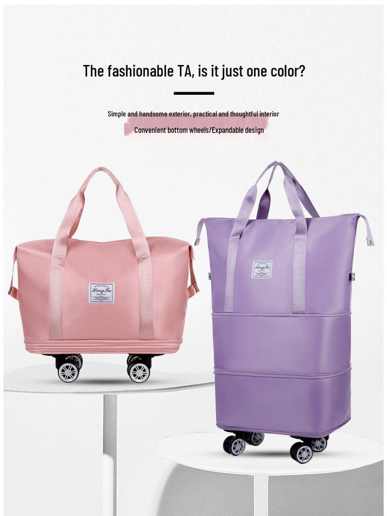 Large Capacity Multi-Functional Travel Bag with Universal Wheels and Luggage Handle Attachment