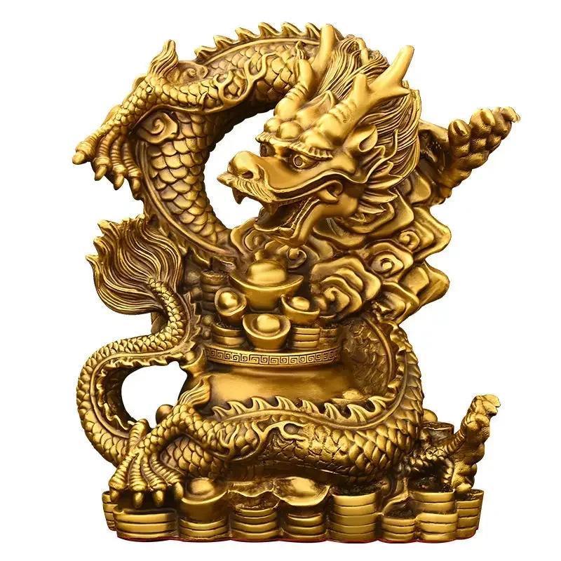 Feng Shui Copper Animal Dragon Ornaments Treasure Dragon Zodiac Home Desktop Statues