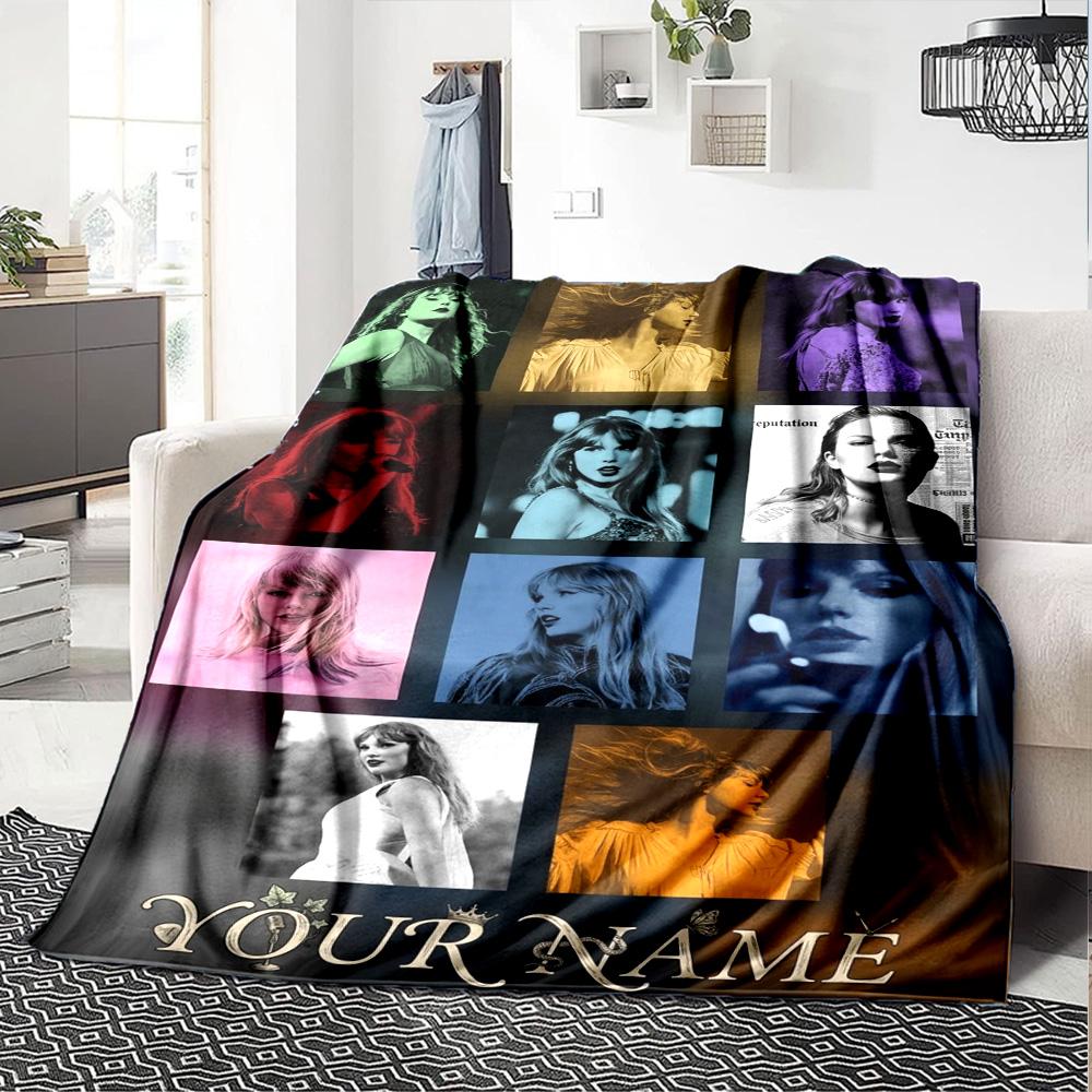 Name Custom Taylor Print Flannel Blanket High Quality Warm Comfortable Cover for All Seasons Perfect for Gifts Home Decor