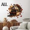 Easy Apply Wall Graphics 3D Retro Train Sticker, Break Through Decal, Peel and Stick Art Modern Decor for Internet Cafe Mural Kids Room Bedroom Living