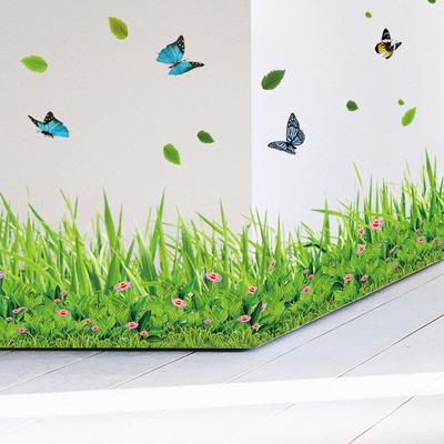 Grüner Schmetterling Blumen Wandaufkleber Sockelleisten Aufkleber für Wohnzimmer Schlafzimmer Heimdekoration