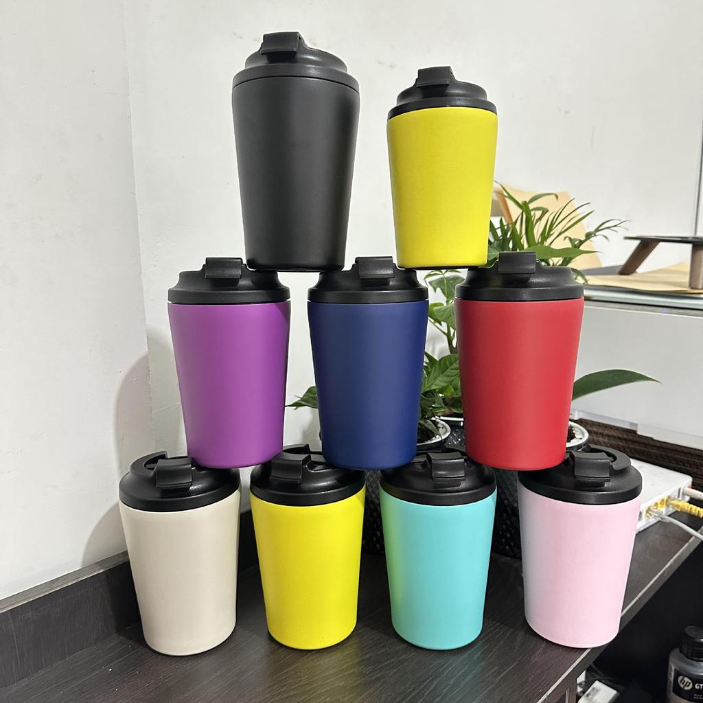 12oz Edelstahl doppelwandig tragbarer Thermobecher für Kaffee - Modisches und langlebiges Sport-Thermosflasche