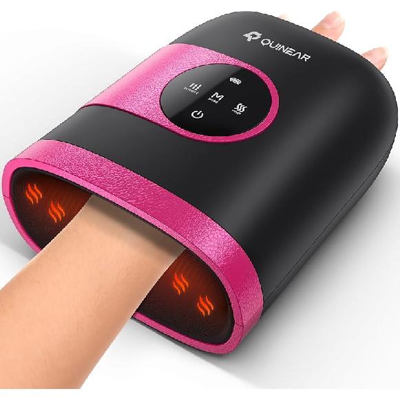 QUINEAR Hand Massager - Cordless Hand Massager with Heat and Compression for Arthritis, Carpal Tunnel and Stiff Joints - Gifts for Women Men - розовый