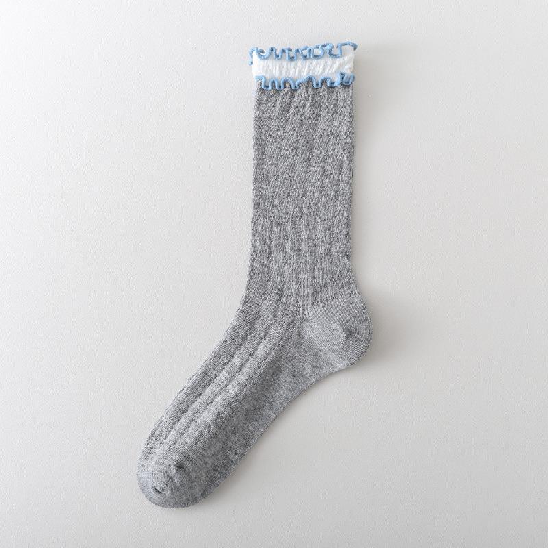 Solid-color Spring and Autumn Anti-odor Socks, Women's Mid-calf Socks, Short Socks, Simple Perforated Mesh Women's Socks