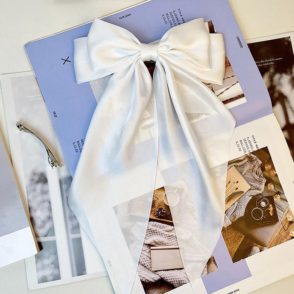 Frauen Schleife Band Haarspange Mode Einfach Uni Satin Federklemme Haarnadel Elegant Retro Stirnband Clips Mädchen Haarschmuck