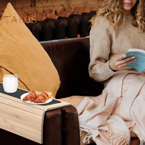 Sofa-Armablage aus Holz, rutschfest, robust, multifunktional, rechteckig, faltbar, Couch-Armlehne, Halter für Kaffeetassen, Getränke und Snacks, Aufbewahrungs-Organizer-Ablage