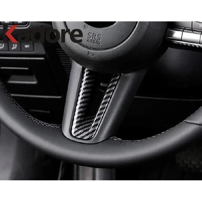 Car Steering Wheel Panel Cover Trim For Mazda 3 Axela BP      2024 2025 Carbon Fiber Interior Accessories