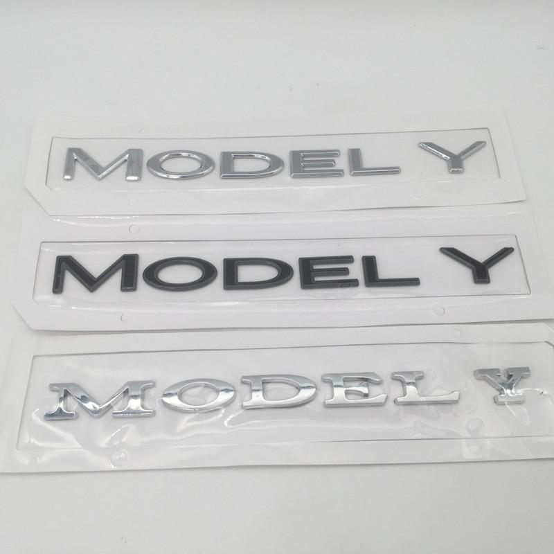 AMF1 1pcs 3D ABS for Tesla Model Y car Letter Front Hood Head Bonnet Emblem Rear Tail Trunk Sticker Badge Decal styling Accessories