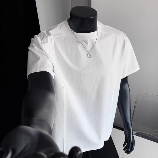 Herren Rundhals-T-Shirt Einfach Einfarbig Sommer-T-Shirt Atmungsaktiv Locker Geschnitten Stilvolles T-Shirt für Büro Dating Party Streetwear