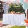 Pearls Tulle Banquets Table Cover Various Size Polyester Table Skirt Drape For Wedding Ceremony Celebration Decoration