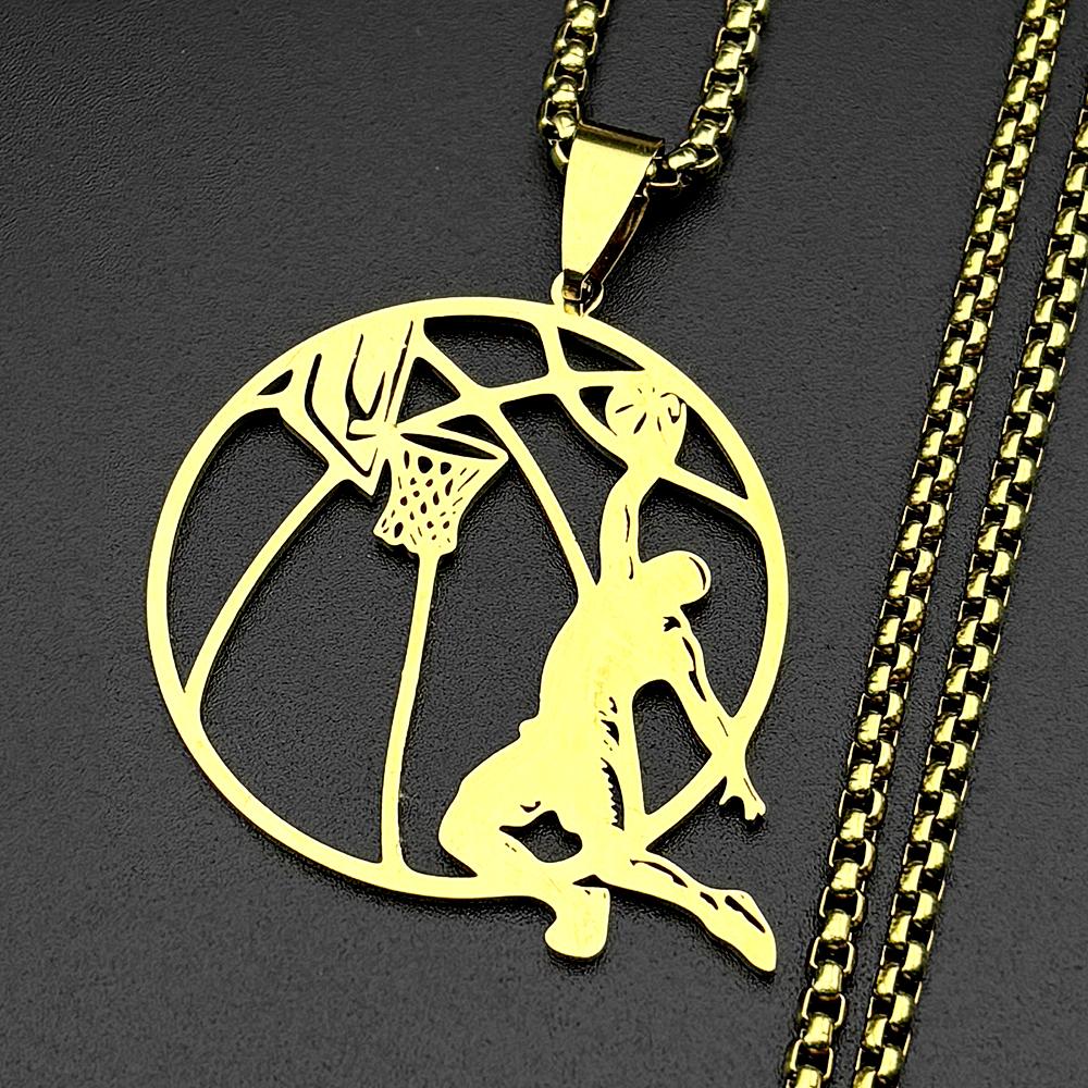 Slam Dunker Wisiorek Koszykarski Naszyjnik Dla Kobiet Mężczyzn Stal Nierdzewna Srebrny Kolor Styl Sportowy Męski Łańcuch Uliczny Biżuteria Prezenty
