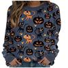 Fashion Women Halloween Print Party Round Neck Long Sleeve Socket Head Tops
