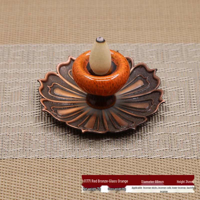 Ceramic Lotus Backflow Incense Burner & Stick Holder Ornament