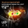 LED Bicycle Brake-sensing Taillight, Wireless Remote-controlled USB Charging Mountain Bike Turn Signal, Waterproof Riding Safety Warning Light.