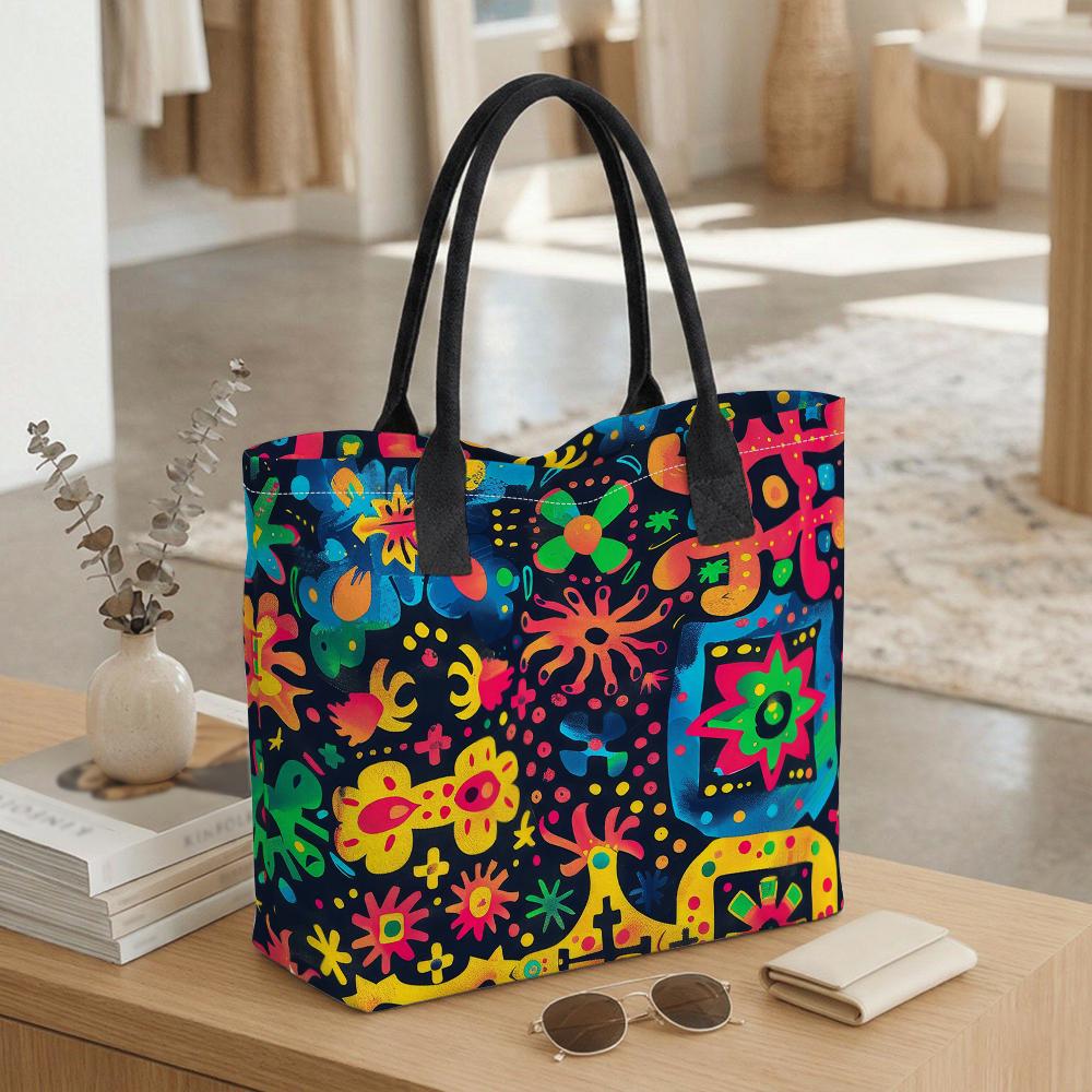  Colorful Graffiti Print Large Capacity Tote Bag Casual Daily Shoulder Bag